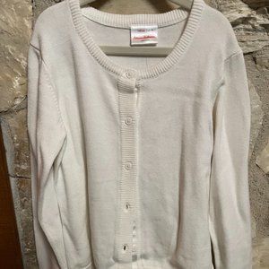 Hanna Andersson, white cardigan, size 140 (US10)